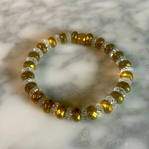 Faceted clear crystal quartz & Hematite bracelet